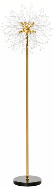 HOMCOM Gold Floor Lamp, Tall Standing Lamp with Dandelion-like Lampshade for Living Room and Home Decor Aosom UK