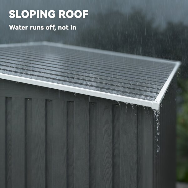Outsunny 7 x 5ft Galvanised Metal Shed, with Sliding Door - Light Grey