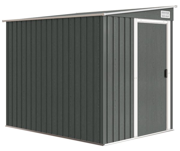 Outsunny 7 x 5ft Galvanised Metal Shed, with Sliding Door - Light Grey