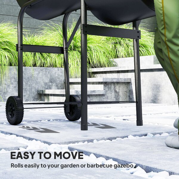 Outsunny Barbecue Grill Portable Outdoor Charcoal BBQ Grill with Offset Smoker 109 x 60 x 120 cm Black