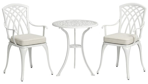 Outsunny Three-Piece Cast Aluminium Bistro Set - White