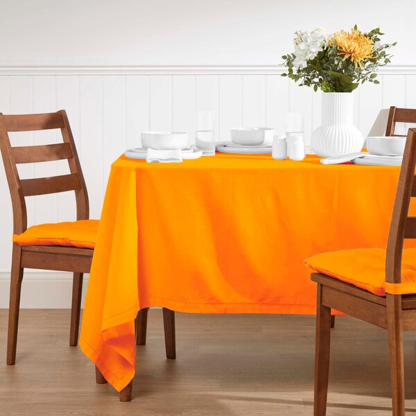 Homescapes Plain Cotton Orange Tablecloth, 54 x 54 Inches