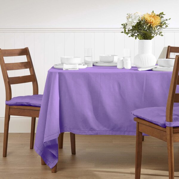 Homescapes Plain Cotton Purple Tablecloth, 54 x 54 Inches