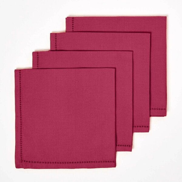 Homescapes Plum Cotton Fabric 4 Napkins Set