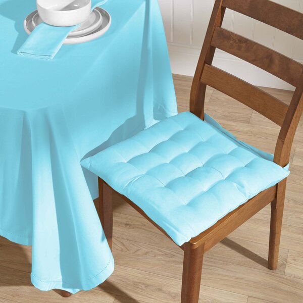 Homescapes Plain Cotton Blue Tablecloth, 70 Inches Round