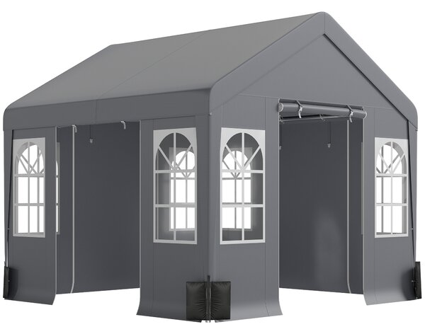 Outsunny 3 x 3 m Party Tent, Outdoor Canopy Tent Shelter with Removable Sidewalls, 4 Zipped Doors, for Parties, Wedding, Grey