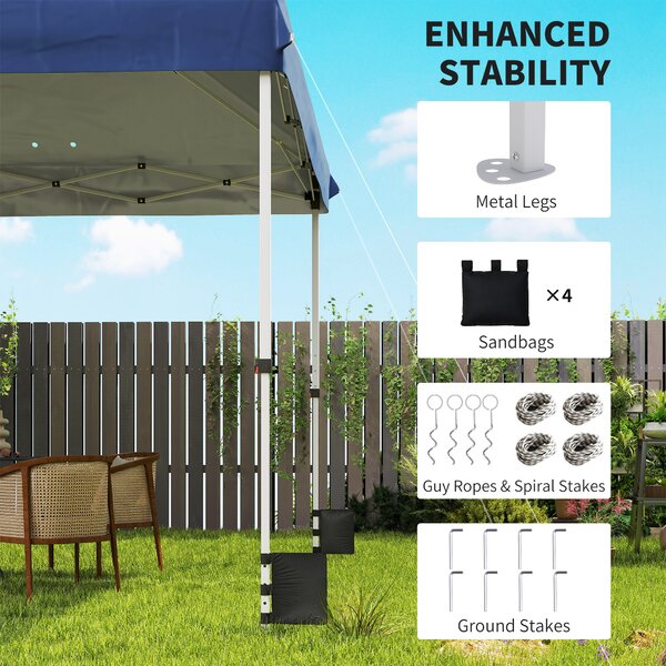 Outsunny 3 x 3 m Pop Up Gazebo with Wheels, UPF50+ One-Touch Outdoor Garden Party Tent Marquee Wedding Awning Canopy, Dark Blue