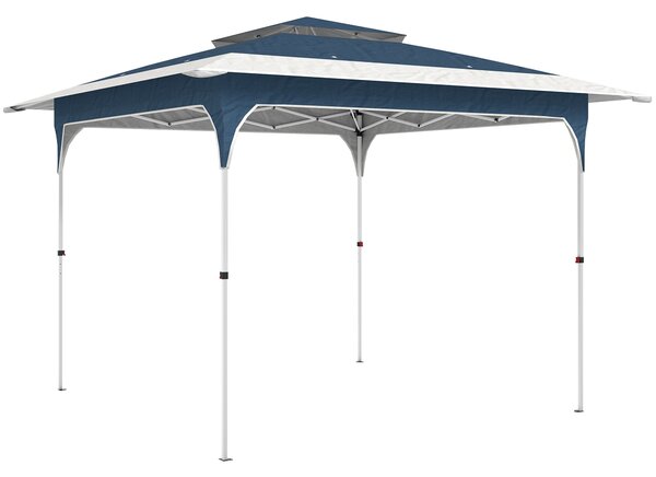 Outsunny 3.5 x 3.5 m Pop Up Gazebo with One-Touch Setup, UPF50+ Double Tier Garden Party Tent Marquee with Carry Bag, Blue