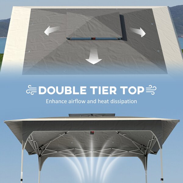Outsunny 3.5 x 3.5 m Pop Up Gazebo with One-Touch Setup, UPF50+ Double Tier Garden Party Tent Marquee with Carry Bag, Dark Grey