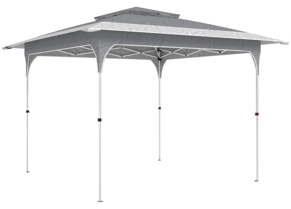 Outsunny 3.5 x 3.5 m Pop Up Gazebo with One-Touch Setup, UPF50+ Double Tier Garden Party Tent Marquee with Carry Bag, Dark Grey