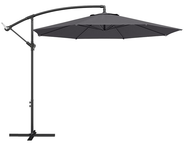 Outsunny 3 m Overhanging Cantilever Parasol, with Cross Base - Grey
