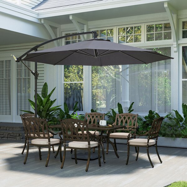 Outsunny 3 m Overhanging Cantilever Parasol, with Cross Base - Grey