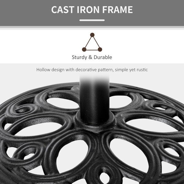 Outsunny 11.5 kg Cast Metal Round Patio Umbrella Base Stand, Umbrella Holder for Outdoor, Patio, Garden, Black