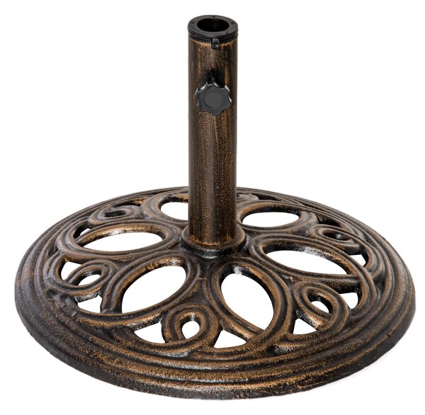 Outsunny 11.5 kg Cast Metal Round Patio Umbrella Base Stand, Umbrella Holder for Outdoor, Patio, Garden, Bronze Tone