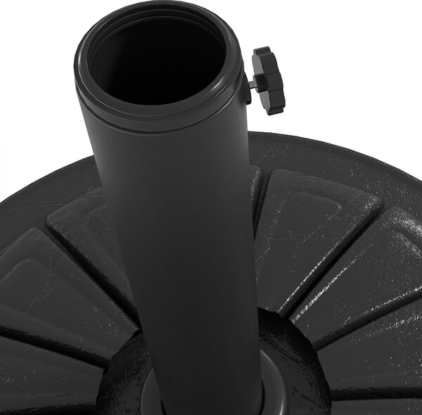 Outsunny Umbrella Base, Heavy Duty Concrete Base Holder with Steel Pole, Round Parasol Stand for Patio, Outdoor, Garden, Black