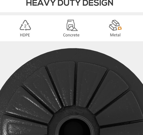 Outsunny Umbrella Base, Heavy Duty Concrete Base Holder with Steel Pole, Round Parasol Stand for Patio, Outdoor, Garden, Black