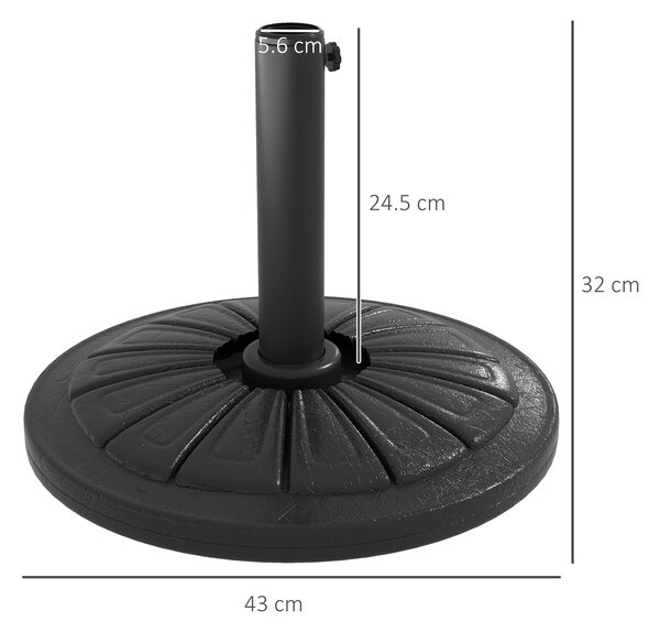 Outsunny Umbrella Base, Heavy Duty Concrete Base Holder with Steel Pole, Round Parasol Stand for Patio, Outdoor, Garden, Black