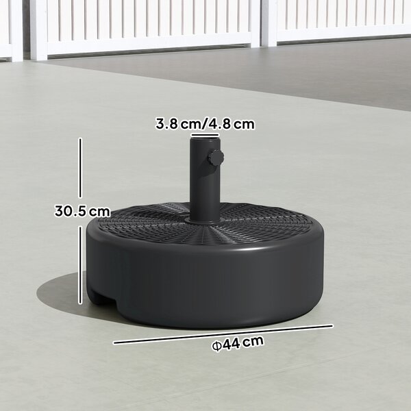 Outsunny Patio Umbrella Base 22kg Sand Filled Garden Parasol Stand forfor 38mm/48mm Poles, Black