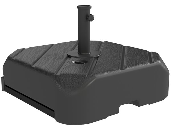 Outsunny Garden Parasol Base with Wheels, Telescopic Handle, 72 kg /45 kg Fillable Sun Umbrella Base Parasol Stand, Black