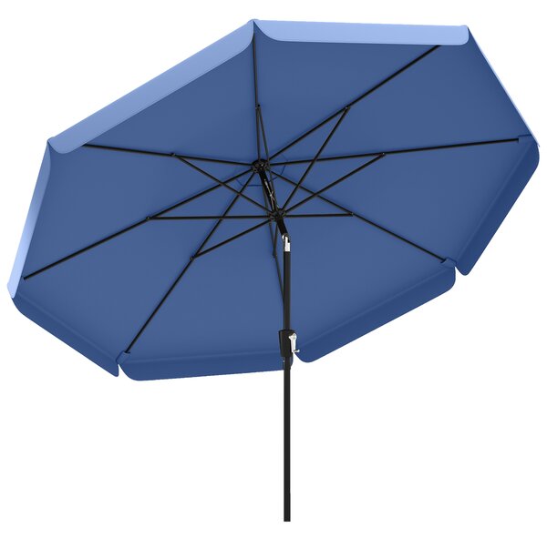 Outsunny 3 m Garden Parasol with Tilt Mechanism & Crank Handle, UPF 30+ Patio Umbrella Outdoor Table Umbrella, Dark Blue