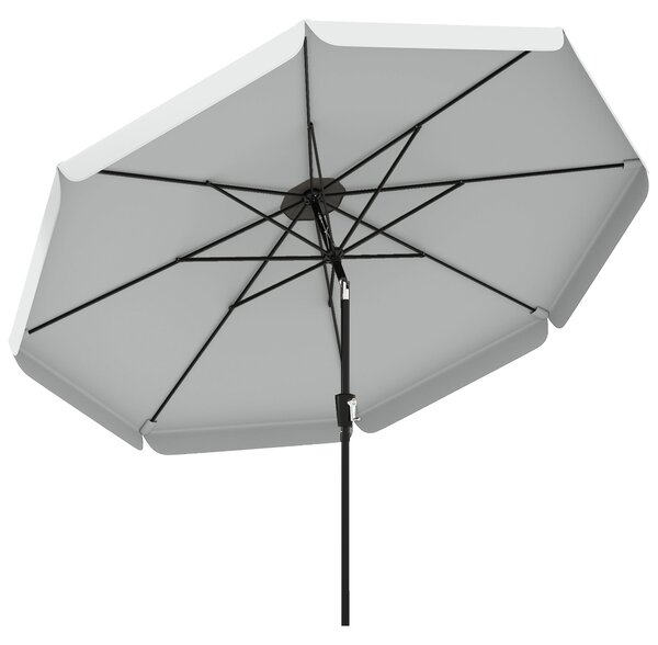 Outsunny 3 m Garden Parasol with Tilt Mechanism & Crank Handle, UPF 30+ Patio Umbrella Outdoor Table Umbrella, Light Grey