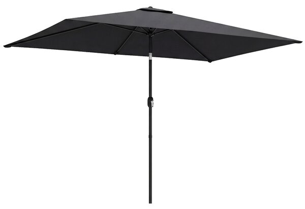Outsunny Garden Parasol, Parasol Umbrella with Crank Handle, Tilt Function, Polyester Canopy, Black