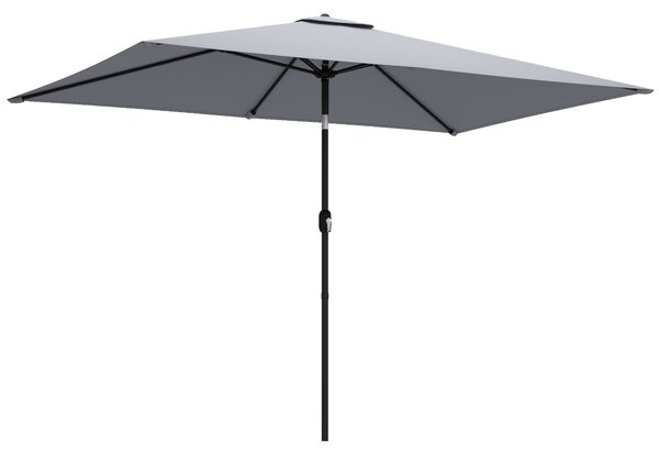 Outsunny Garden Parasol, Parasol Umbrella with Crank Handle, Tilt Function, Polyester Canopy, Light Grey