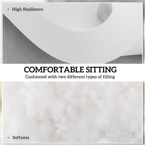 Outsunny Set of 4 Garden Seat Cushion with Ties, 42 x 42cm Replacement Dining Chair Seat Pad, Light Grey