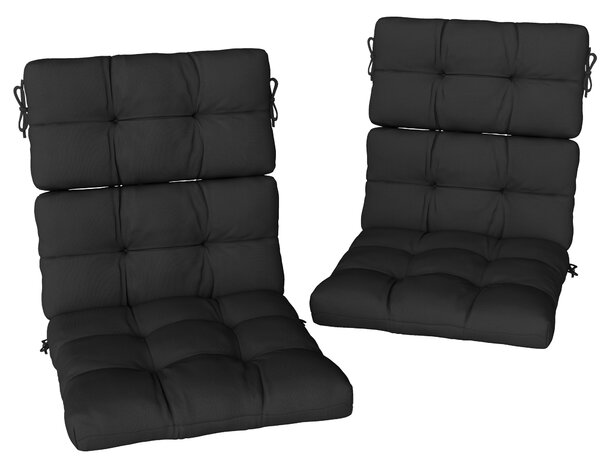 Outsunny 2-Piece Seat Cushion Replacement with Backrest, Garden Patio Chair Cushions Set with Ties, Black