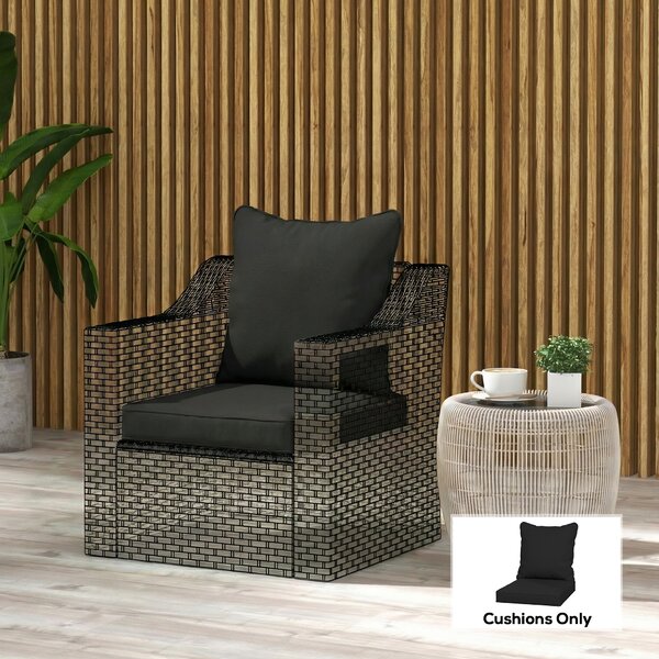 Outsunny Seat and Back Padded Cushion Set, CUSHION ONLY - Black