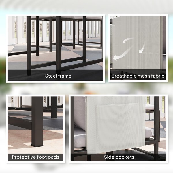 Outsunny Nine-Piece Steel Frame Garden Dining Set - Dark Grey