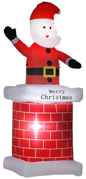 HOMCOM 7ft Christmas Inflatable Santa Claus from Chimney, Blow-Up Outdoor LED Garden Display for Lawn, Party