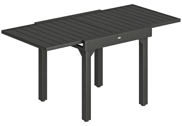 Outsunny Expandable Patio Dining Table for 4-6 People, 80-160 cm Aluminium Extendable Outdoor Patio Table with Slatted Top, Black
