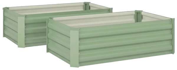 Outsunny Set of Two 100 x 60cm Steel Planter Boxes - Light Green