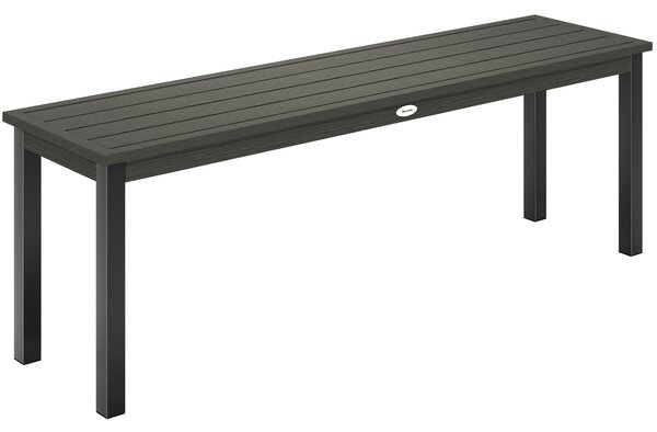 Outsunny 2 Seater Garden Bench, Outdoor Bench Loveseat with Wood-Effect Slatted Seat and Steel Frame for Patio, Park, Grey