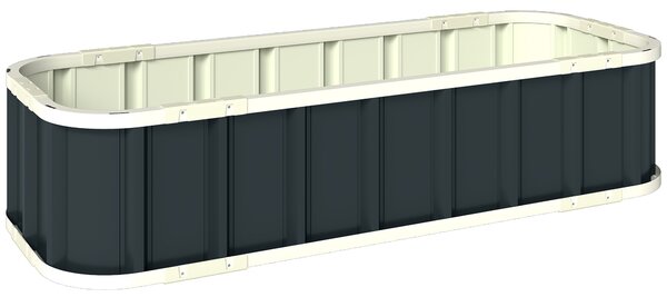 Outsunny Galvanised Raised Garden Bed, 4.5 x 2 x 1 ft Metal Planter with Gloves and Folded Edging, Dark Grey
