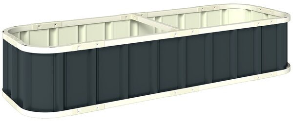 Outsunny Galvanised Raised Garden Bed, 5 x 2 x 1 ft Metal Planter with Gloves and Folded Edging, Dark Grey