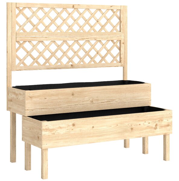 Outsunny Raised Garden Bed 2-Tier Stepped Design Planter Box with Trellis for Climbing Plants 108x62x120 cm
