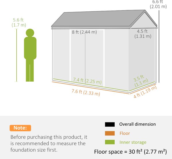 Outsunny 8 x 4 ft Resin Garden Shed, Wood-Effect Outdoor Storage Shed with Floor, Windows, Lockable Doors and Vents, Light Grey