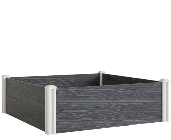 Outsunny Vinyl Raised Garden Bed Kit, 3 x 3 x 1ft Modular Elevated Garden Box with Slotting Legs and Open Bottom, Dark Grey
