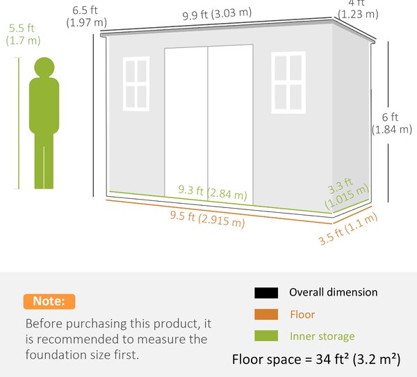 Outsunny 10 x 4 ft Resin Garden Shed, Outdoor Storage Shed with Floor, Windows, Lockable Doors and Vents, Grey
