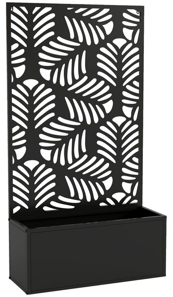 Outsunny Metal Garden Bed for Garden with Trellis, Wall Mounted or Freestanding Raised Planter with Privacy Screen