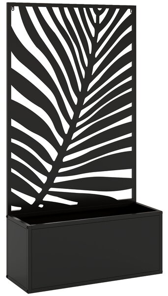 Outsunny Metal Garden Bed for Garden with Trellis, Wall Mounted or Freestanding Raised Planter with Privacy Screen