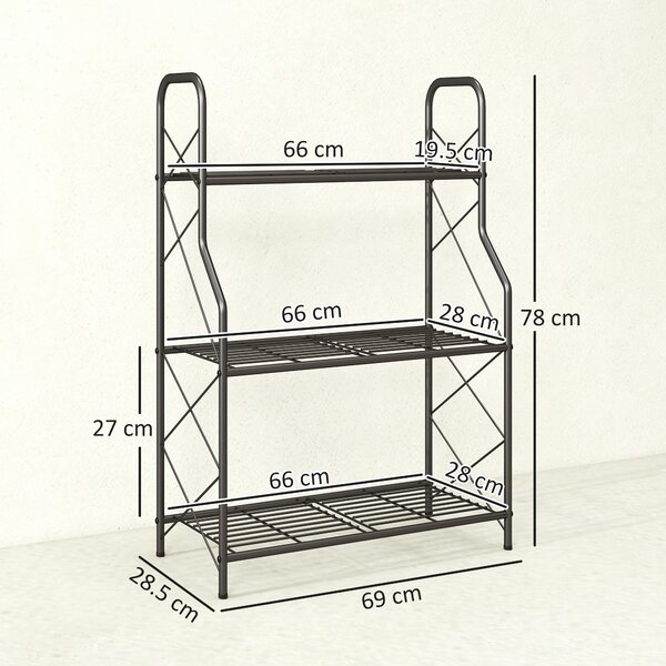 Outsunny 3-Tier Metal Plant Stand, Heavy Duty Ladder Shelf Potted Plants Display Rack, Indoor Outdoor Flower Pot Holder