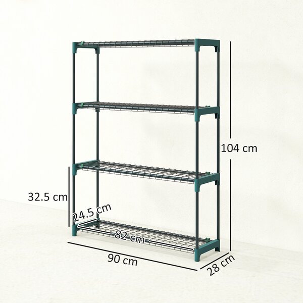 Outsunny 4-Tier Plant Stand Indoor Outdoor, Set of 2 Metal Plant Shelf with Rack Buckles for Easy Assembly, Flower Display Rack