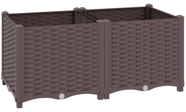 Outsunny Plastic Raised Garden Bed with Legs, Self Watering Elevated Planter Boxes with Drainage Holes and Plugs