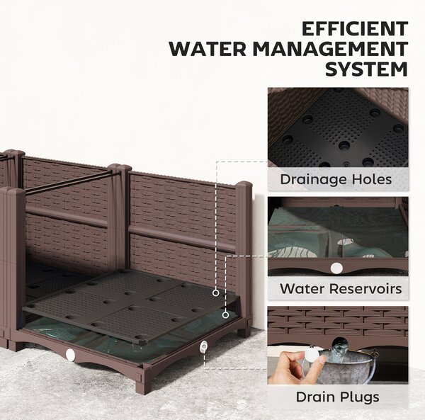 Outsunny Plastic Raised Garden Bed with Legs, Self Watering Elevated Planter Boxes with Drainage Holes and Plugs