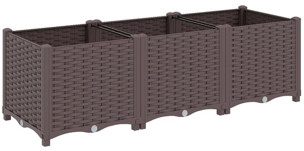Outsunny Plastic Raised Garden Bed with Legs, Self Watering Elevated Planter Boxes with Drainage Holes and Plugs
