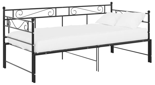 Pull-out Sofa Bed Frame without Mattress Black Metal 90x200 cm