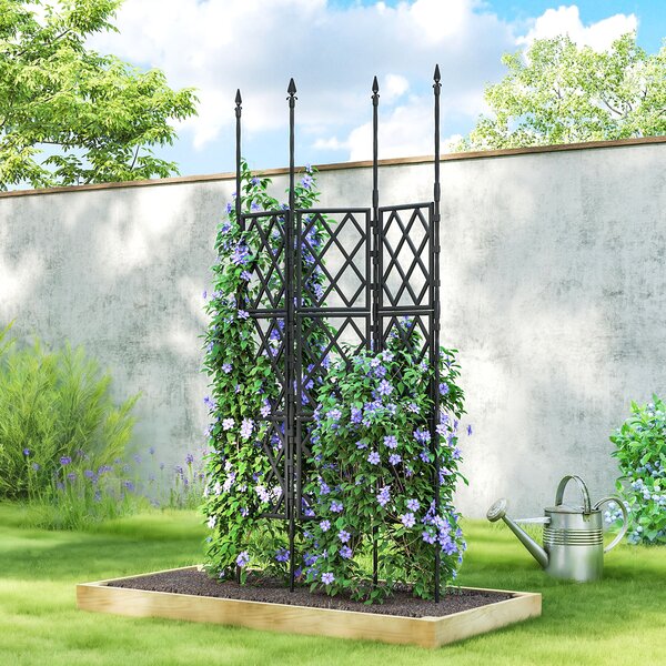 Outsunny Foldable Garden Trellis, Lattice Climbing Support Trellis for Garden, DIY Assembly, 85 x 197 cm, Black